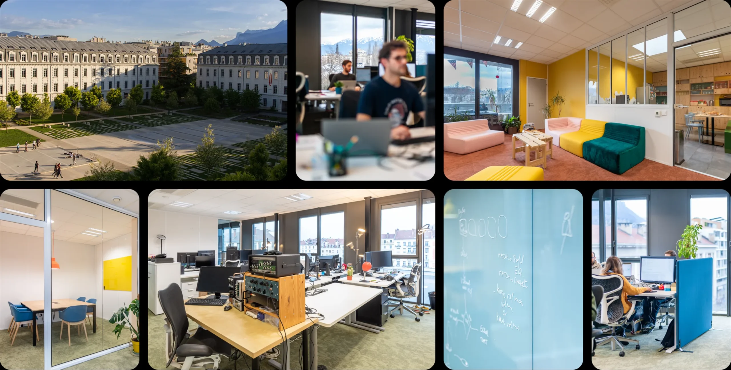 Slate Digital offices in Grenoble: city view, open spaces, lounge and meeting rooms