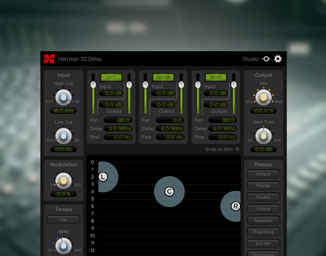 3D Delay plugin interface