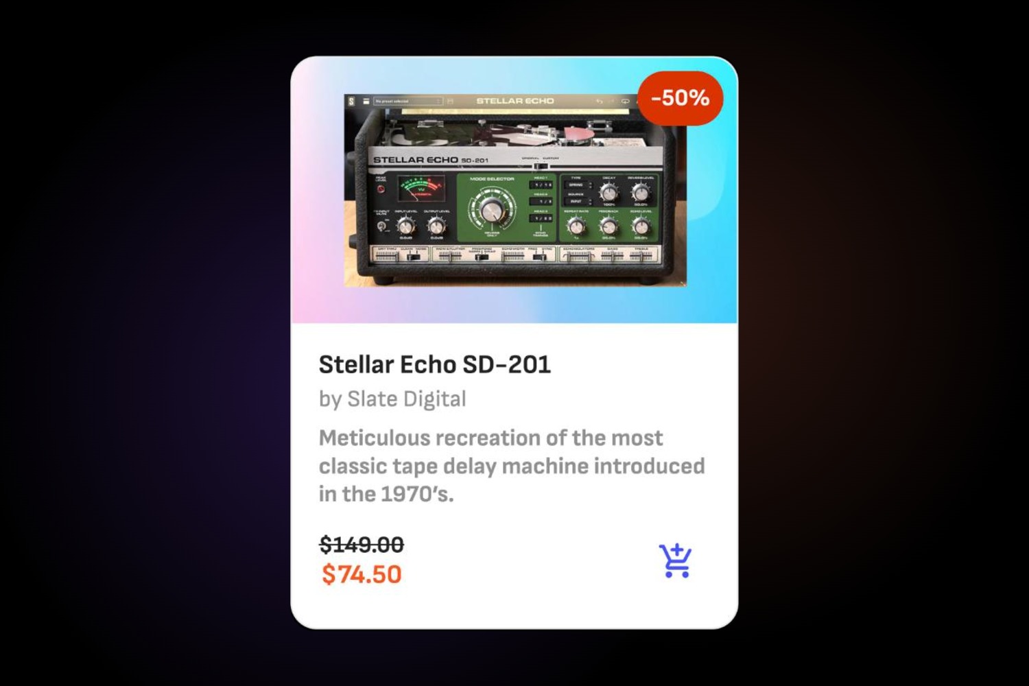 Stellar Echo SD-201 in the Complete Access shop with a red -50% tag, $149 reduced to $74.50
